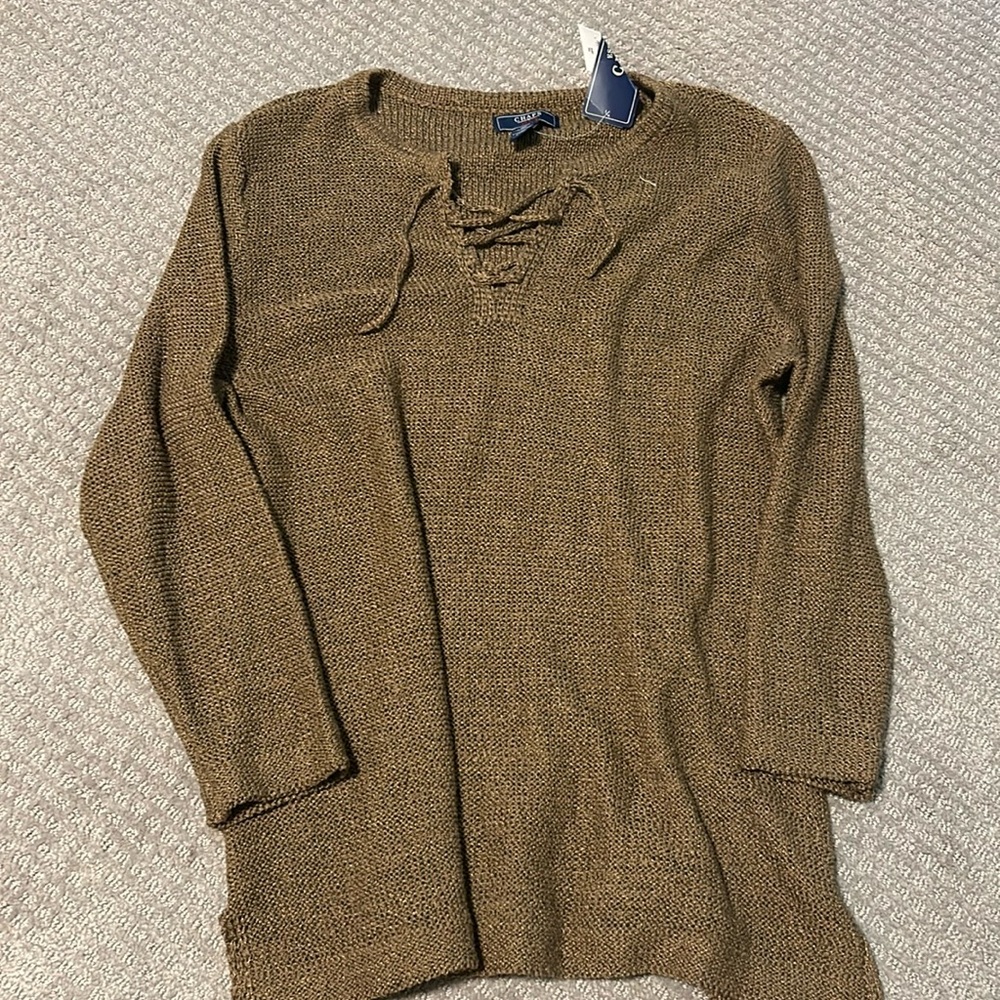 Brown/gold knit chaps sweater
